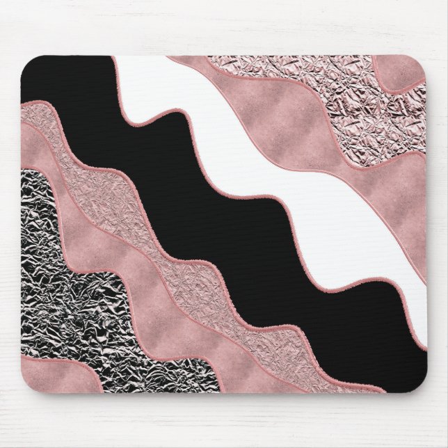 Tapis De Souris Rose Gold Abstrait Wave Modern Gold Glam tendance (Devant)