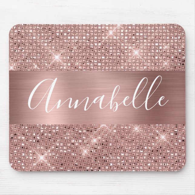 Tapis De Souris Rose Gold Faux Foil Chic (Devant)