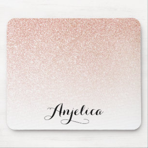 Tapis De Souris Rose Gold Faux Parties scintillant Ombre Nom perso