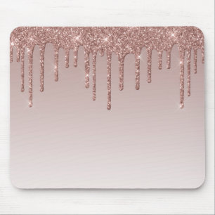 Tapis De Souris Rose Gold Glitter Liquide Drips