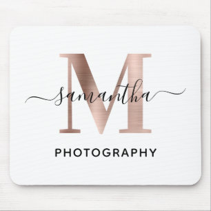 Tapis De Souris Rose Gold M Monogramme Logo Signature Élégante
