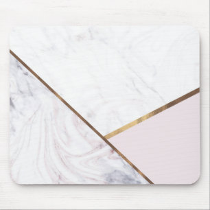 Tapis De Souris Rose Gold Marble Swirl & Blush Pink Bronze Glam