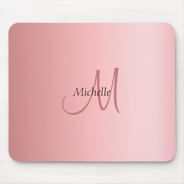 Tapis De Souris Rose Gold Modèle tendance Monogramme élégant (Devant)
