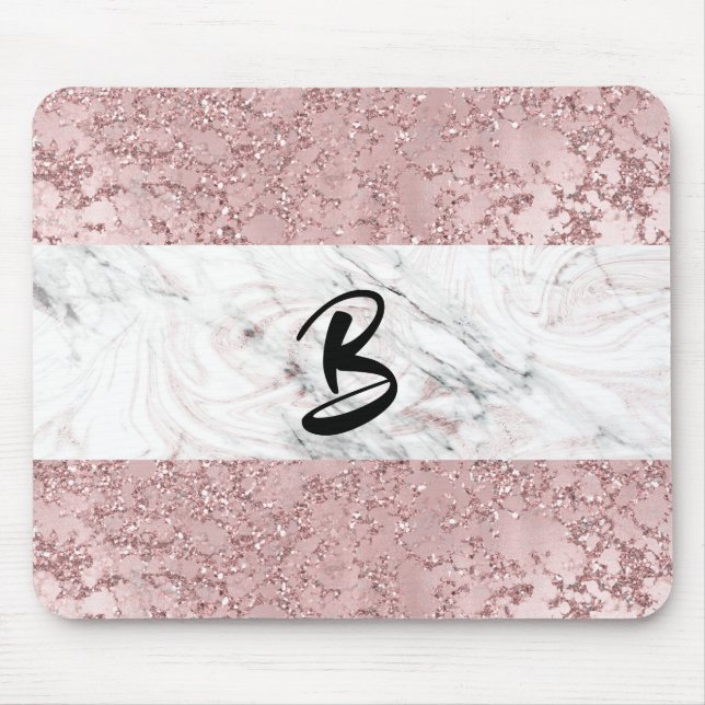 Tapis De Souris Rose Gold Moderne Glamour Marbre Et Décoration Pai (Devant)