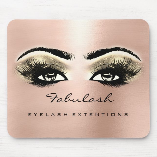 Tapis De Souris Rose Gold Parties scintillant Nom Beauté Lashes Ma (Devant)