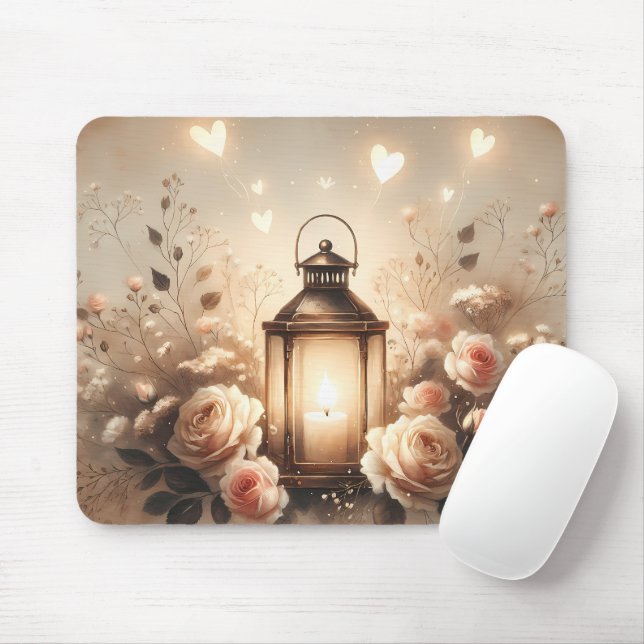 Tapis De Souris Rose Lantern Glow Bouquet (Avec souris)