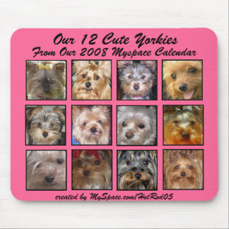 Tapis De Souris ROSE MIGNON de CALENDRIER de YORKIES 2008 (sur un