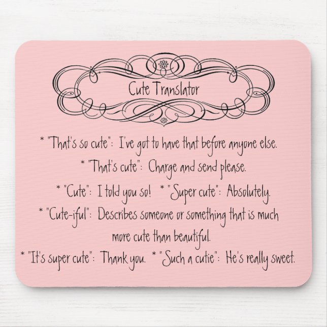 Tapis De Souris * Rose mignon Mousepad de traducteur * (Devant)