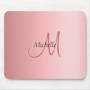 Tapis De Souris Rose moderne élégant Modèle or Monogramme