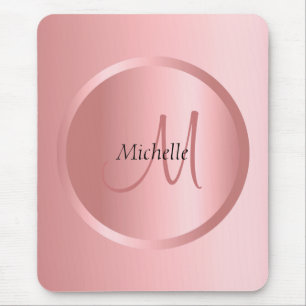 Tapis De Souris Rose moderne élégant or Modèle monogramme
