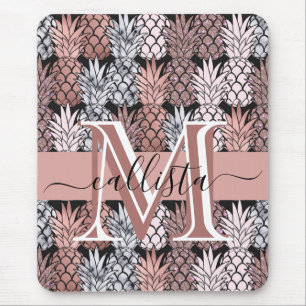 Tapis De Souris Rose moderne Parties scintillant or rose ananas Mo