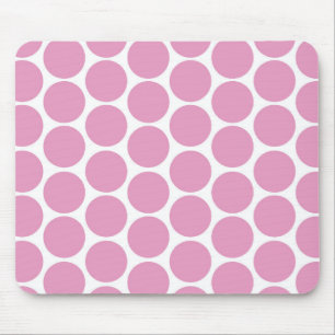TAPIS DE SOURIS ROSE MODERNE, POIS BLANCS