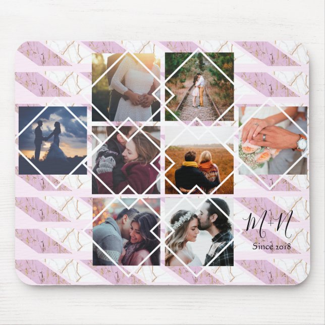 Tapis De Souris Rose or et marbre rose Personnalisé Nom (Devant)