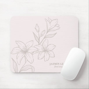Tapis De Souris Rose pâle   Flore minimale chic