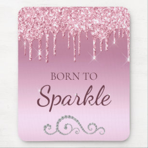 Tapis De Souris Rose Pâle Glam Pailleté Née pour Briller