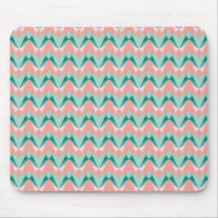 Tapis De Souris Rose pêche yukka et motif ZigZag vert