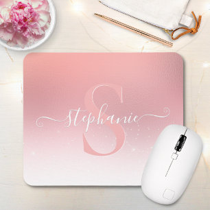 Tapis De Souris Rose Pink Shimmer Glitter Sparkle Monogrammed