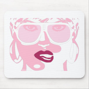 Tapis De Souris Rose Pop Art Jolie Femme Lunettes de soleil Lèvres