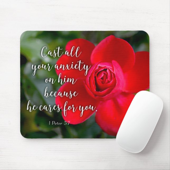 Tapis De Souris Rose Posez toute votre angoisse Bible chrétienne V (Avec souris)