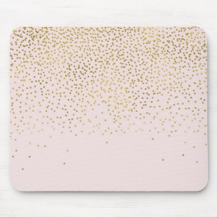 Tapis De Souris Rose Poudré & Or Confettis Glamour Moderne Tendanc