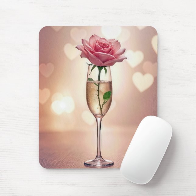 Tapis De Souris Rose rose dans la Flûte Champagne (Avec souris)