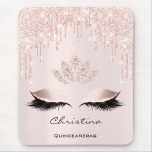 Tapis De Souris Rose Rose Gold Blush Sparkly Lotus Nom rose