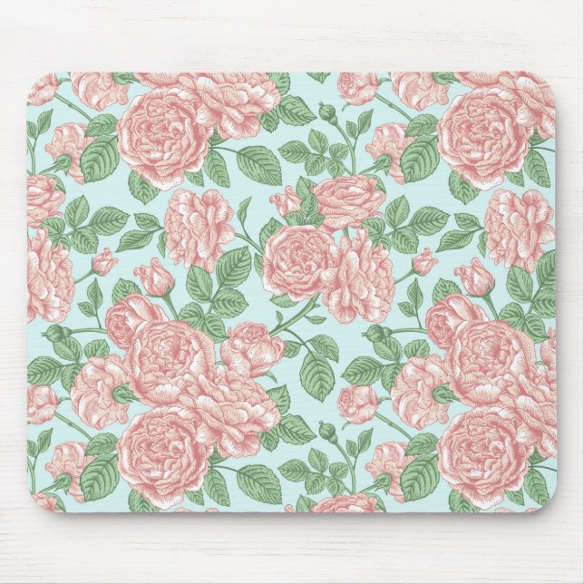 Tapis De Souris Rose rose Jardin Bouquet Motif (Devant)