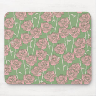Tapis De Souris Rose rose verte Retro Y2K les années 70 Motif de f