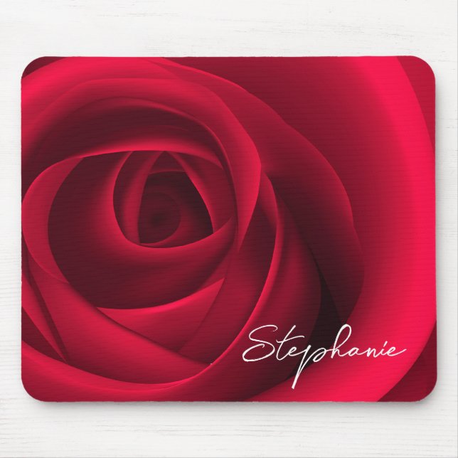 Tapis De Souris rose rouge | Cadeau de nom personnalisé (Devant)