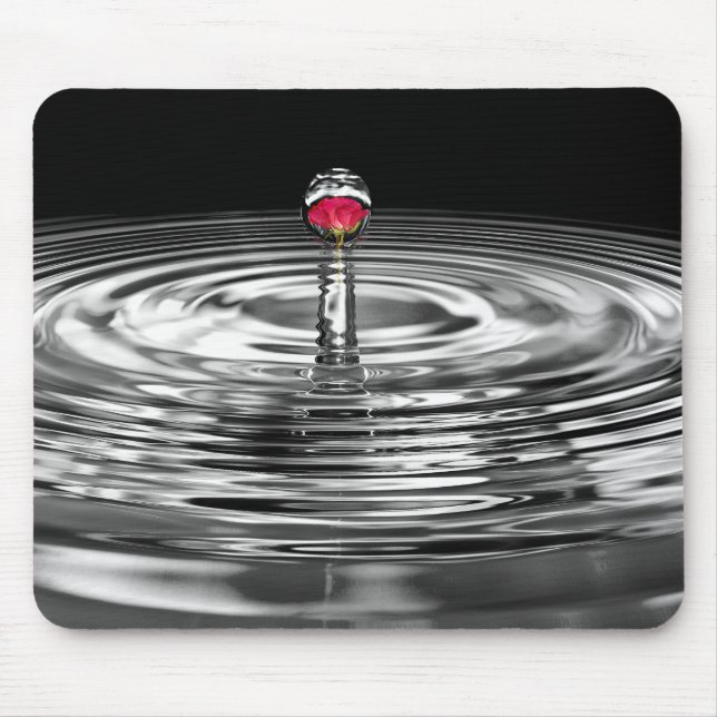 Tapis De Souris rose rouge dans la gouttelette d'eau (Devant)