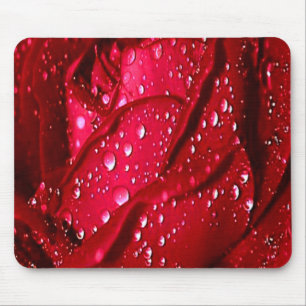 Tapis De Souris Rose rouge unique dans la souris de pluie
