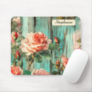 Tapis De Souris Rose Turquoise en détresse personnalisée