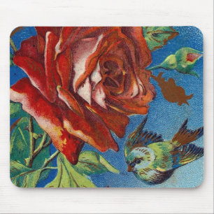 Tapis De Souris Rose vintage et oiseau