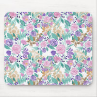 Rose violet violet or Aquarelle Feuille