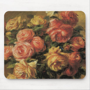 Tapis De Souris Roses dans un vase par Pierre Renoir, Beaux-arts a