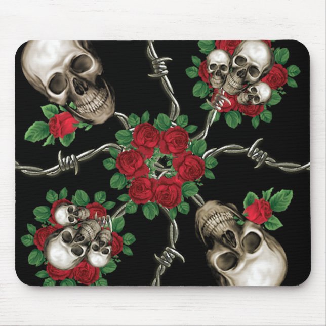 Tapis De Souris Roses des crânes n (Devant)