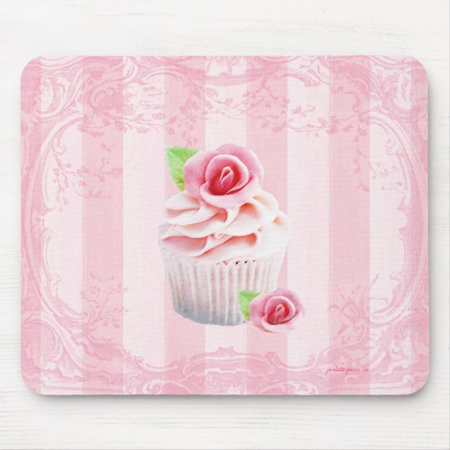 Tapis De Souris Roses et petits gâteaux Mousepad se givrant rose (Devant)