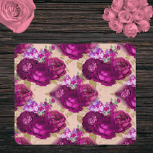 Roses magenta romantiques et Feuilles d'or sur la