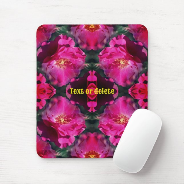 Tapis De Souris Roses rose Floral Art Abstrait Personnalisé (Avec souris)