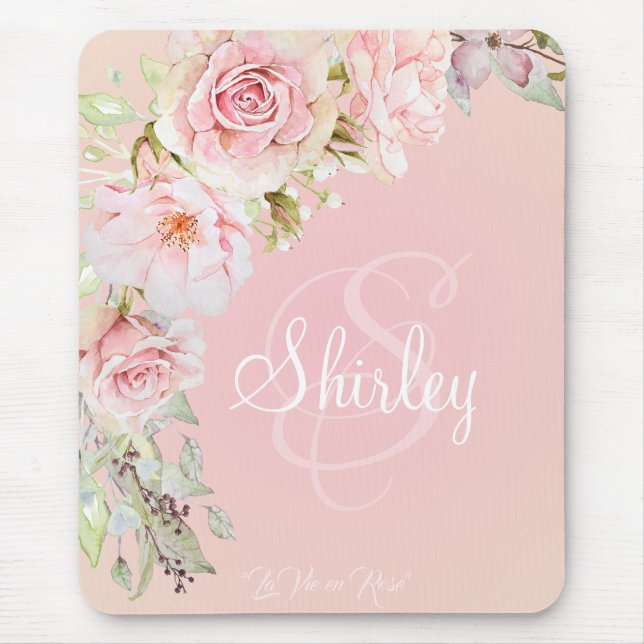Tapis De Souris Roses roses roses "La Vie en Rose" (Devant)