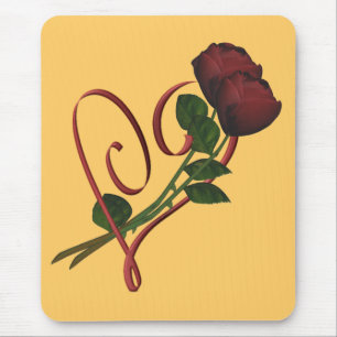 Tapis De Souris Roses rouges Fleur du Coeur rouge Mousepad
