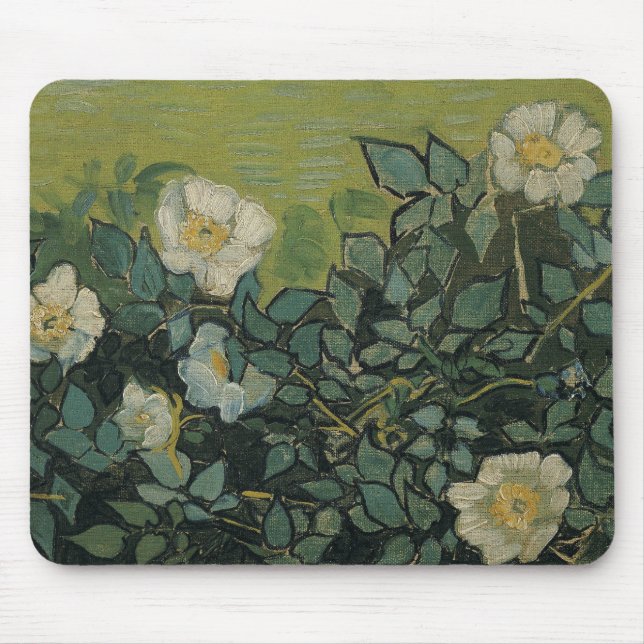 Tapis De Souris Roses sauvages par Vincent van Gogh (Devant)
