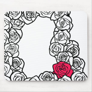 Tapis De Souris Roses Vintages noir rose et blanc