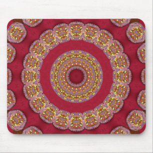 Tapis De Souris Rosettes rouge or jaune Mandala