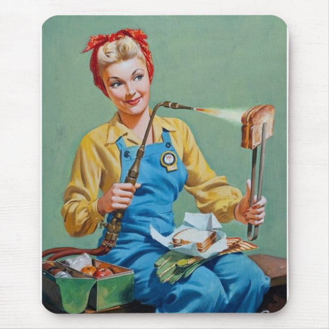 Tapis De Souris Rosie le Riveter fait du fromage rôti (Devant)