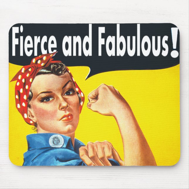 Tapis De Souris Rosie Le Riveter Fierce et Fabulous (Devant)