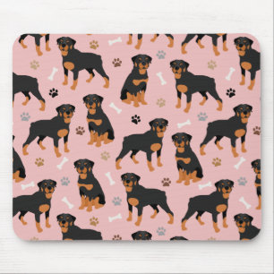 Tapis De Souris Rottweiler Dog Bones and Paws Mouse Pad