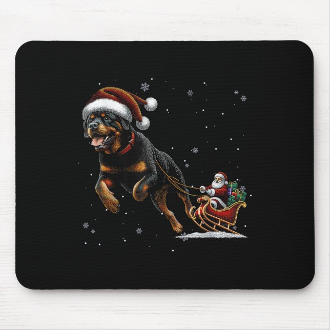 Tapis De Souris Rottweiler Santa Christmas Tree Lights Ugly Pajama (Devant)