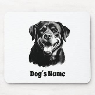 Tapis De Souris Rottweilers noir et blanc Silhoutte