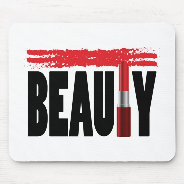 Tapis De Souris Rouge à lèvres de typographie de beauté (Devant)